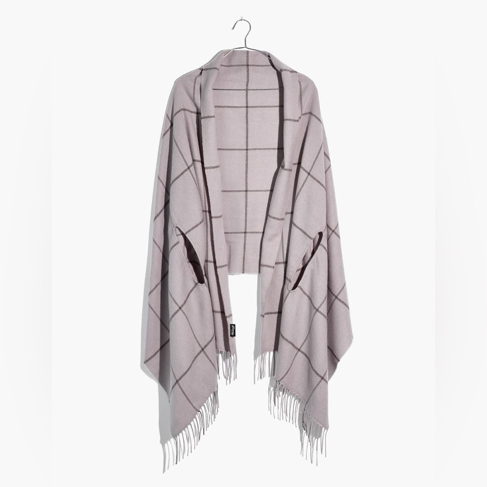 NWT Madewell Windowpane Cape Scarf in ashen grey
